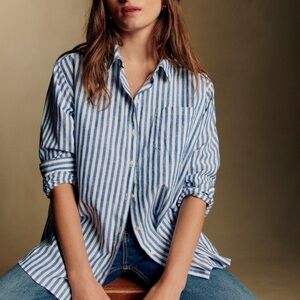 Sézane Max Shirt size 36 - Blue and White Striped Button-Up Shirt